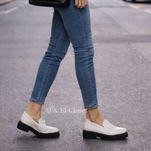 Quince Italian Leather Lug Sole Platform Loafers Bone Ivory Size 10.5 Women NWB